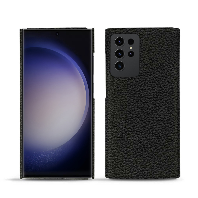 Coque cuir Samsung Galaxy S23 Ultra - Coque arrière - Noir - Cuir grainé