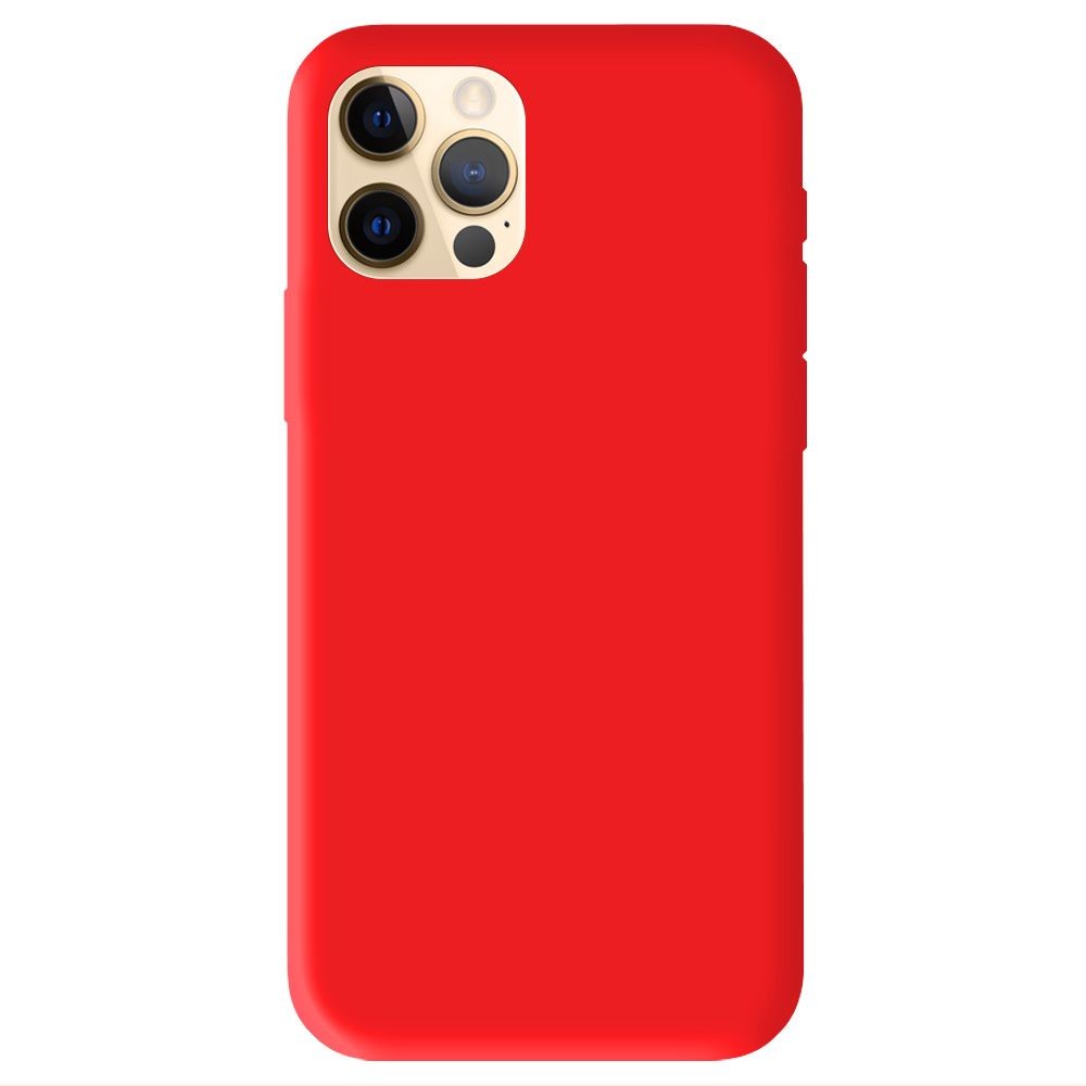 Coque silicone unie compatible Mat Rouge Apple iPhone 12 Pro