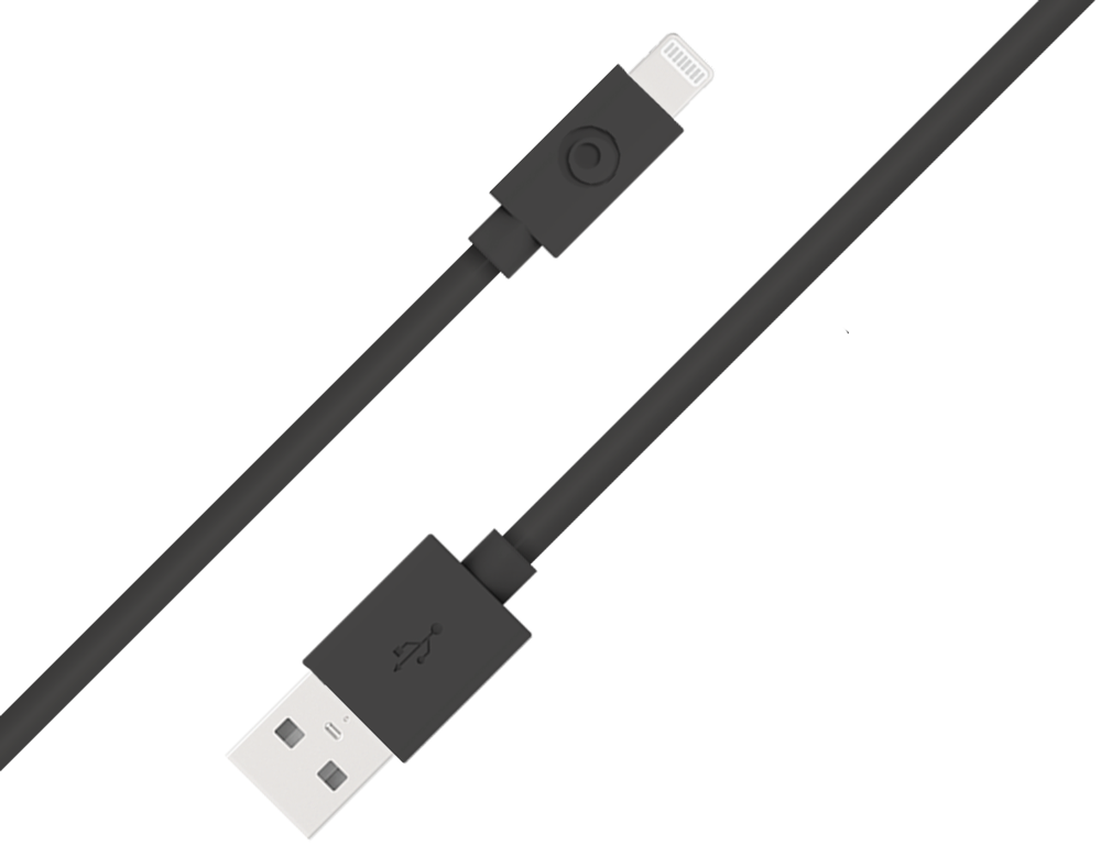 Câble USB A/Lightning 1,2m Noir - 100% Plastique recyclé Bigben