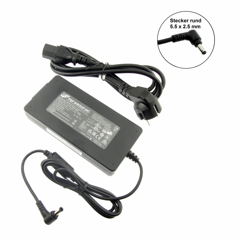 Charger (power supply), 19V, 6.3A for TOSHIBA Satellite P500-170, Plug 5.5 x 2.5 mm round
