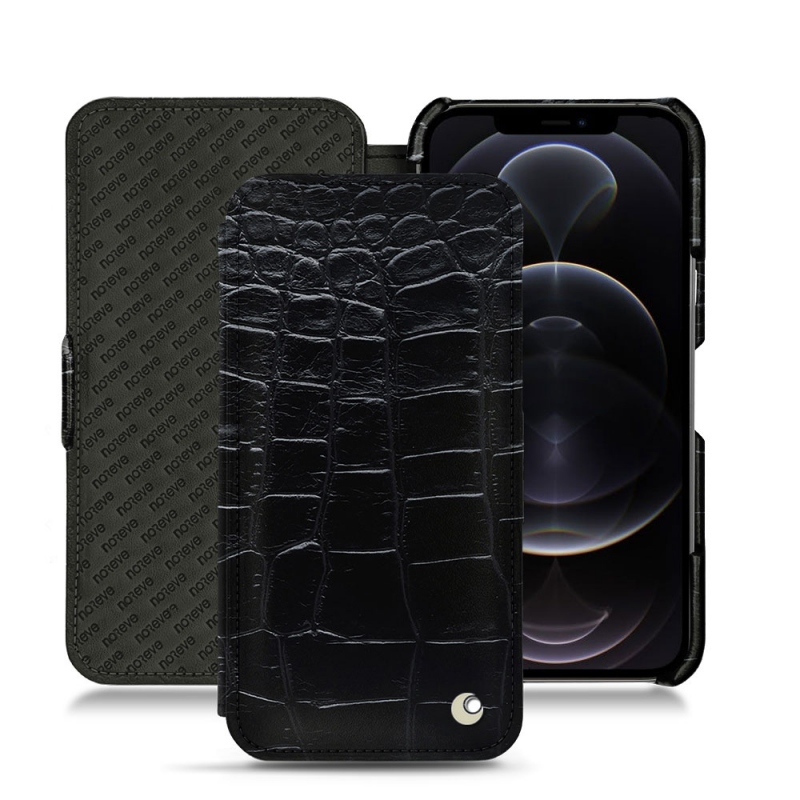 Housse cuir Apple iPhone 12 Pro - Rabat horizontal - Noir - Cuirs spéciaux