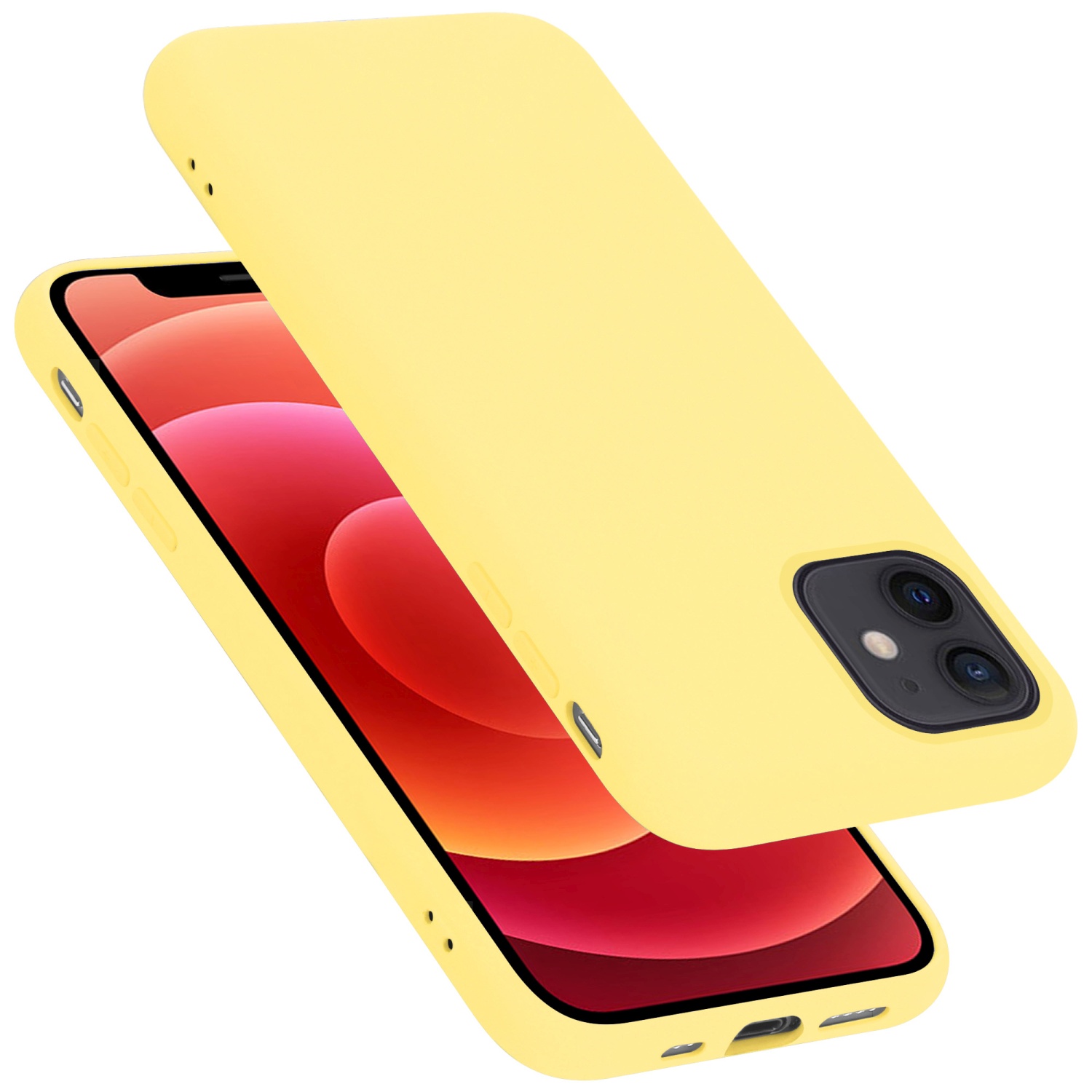 Coque pour Apple iPhone 12 MINI en LIQUID YELLOW Housse de protection Étui en silicone TPU flexible