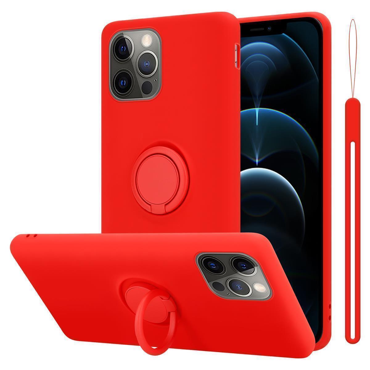 Coque pour Apple iPhone 12 / 12 PRO en LIQUID RED Housse de protection Étui en silicone TPU flexible avec anneau