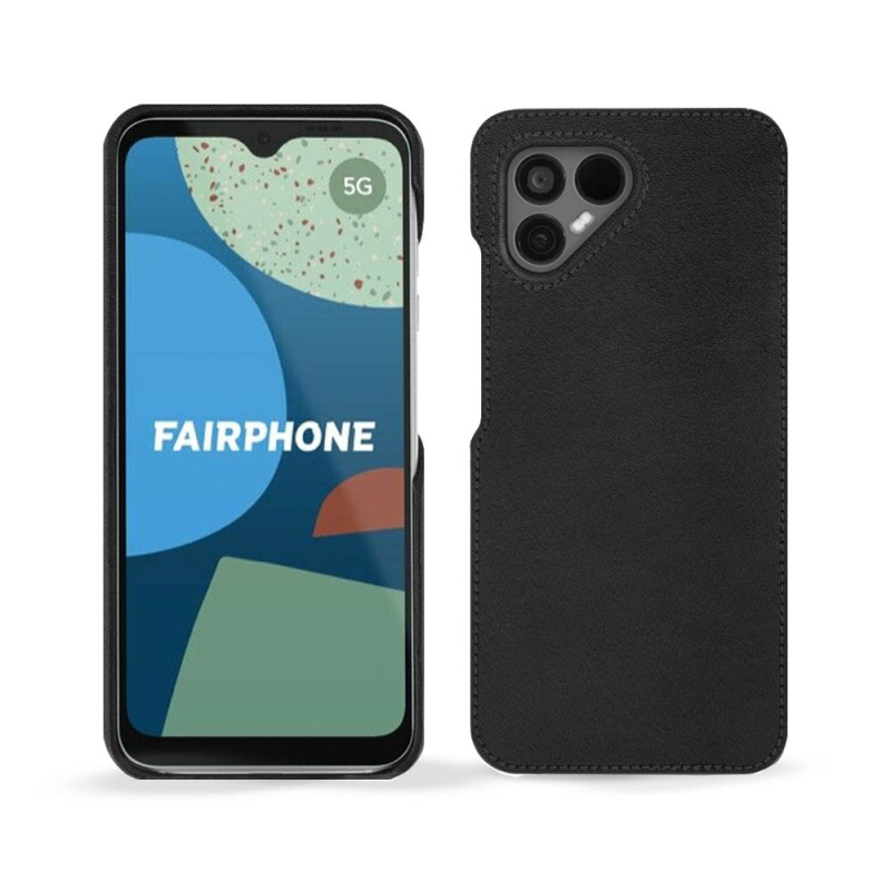 Coque cuir Fairphone 4 - Coque arrière - Noir - Cuir lisse premium