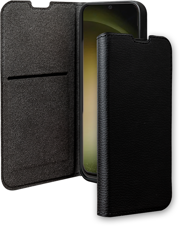Etui Folio Wallet Samsung G S24+ Support vidéo Noir - 65% Plastique recyclé Certifié GRS Bigben