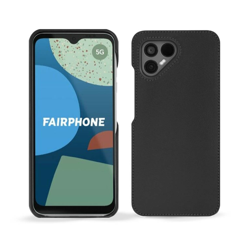 Coque cuir Fairphone 4 - Coque arrière - Noir - Cuir lisse
