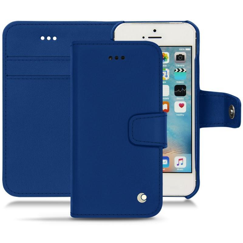 Housse cuir Apple iPhone SE - Rabat portefeuille - Bleu - Cuir lisse