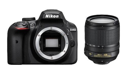 Nikon D3400 + AF-S 18-105 mm 1:3.5-5.6G ED VR Juego de cámara SLR 24,2 MP CMOS 6000 x 4000 Pixeles Negro