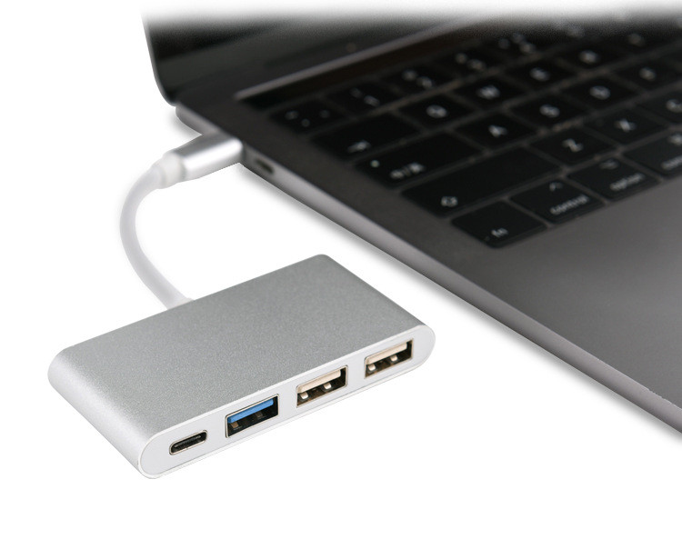 Multi Adaptateur 4 en 1 Type C pour MACBOOK Pro APPLE Smartphone Hub 2 ports USB 2.0 1 Port USB 3.0 (ARGENT)