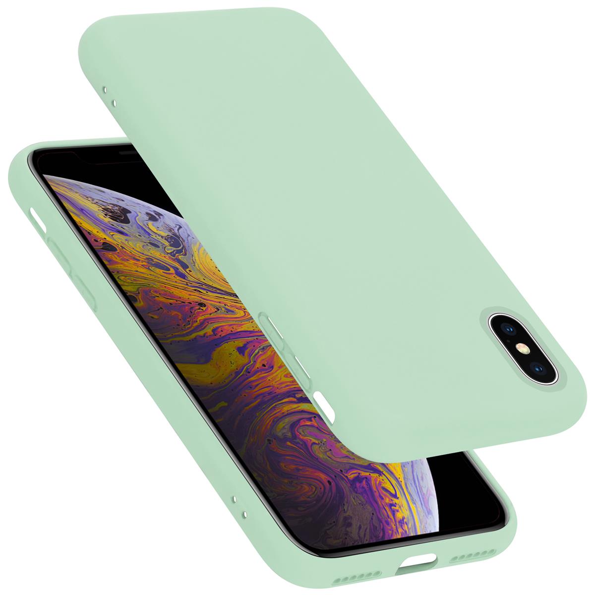 Coque pour Apple iPhone X / XS en LIQUID LIGHT GREEN Housse de protection Étui en silicone TPU flexible