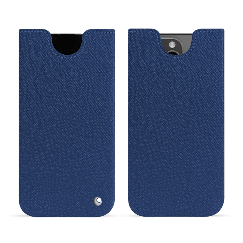Pochette cuir Apple iPhone 15 Pro Max - Pochette - Bleu - Cuir saffiano