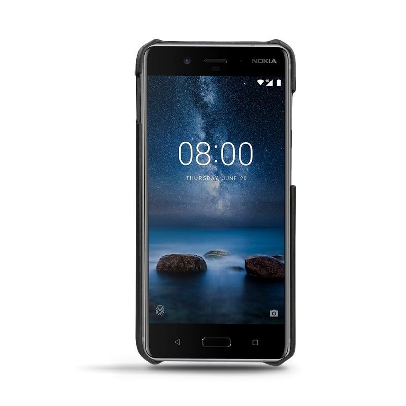 Coque cuir Nokia 8 - Coque arrière - Noir - Cuir lisse