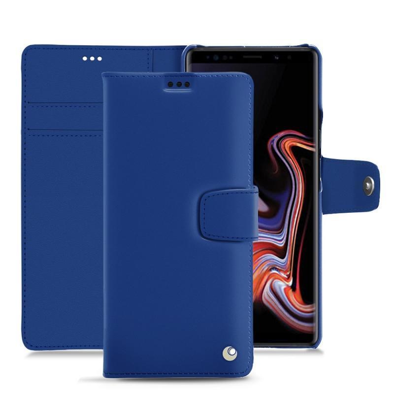 Housse cuir Samsung Galaxy Note9 - Rabat portefeuille - Bleu - Cuir lisse