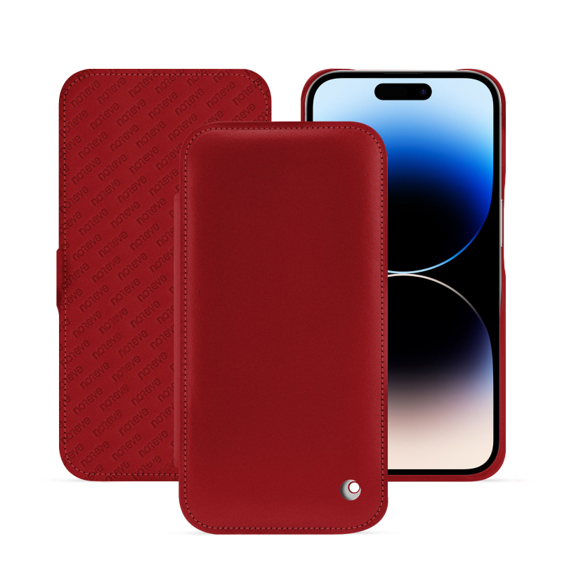 Housse cuir Apple iPhone 15 Pro - Rabat horizontal - Rouge - Cuir lisse