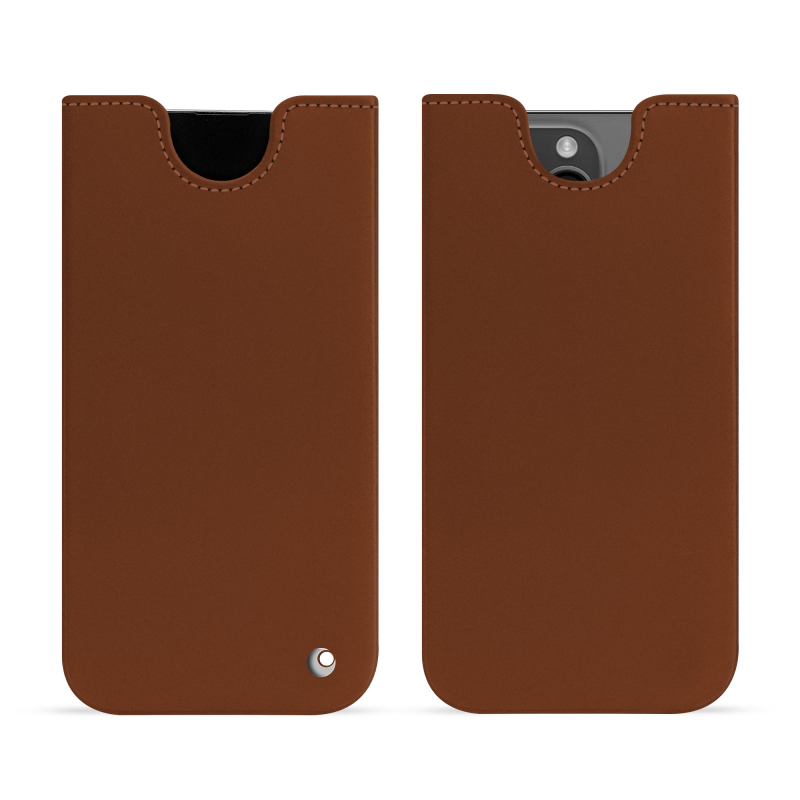 Pochette cuir Apple iPhone 15 Pro Max - Pochette - Marron - Cuir lisse