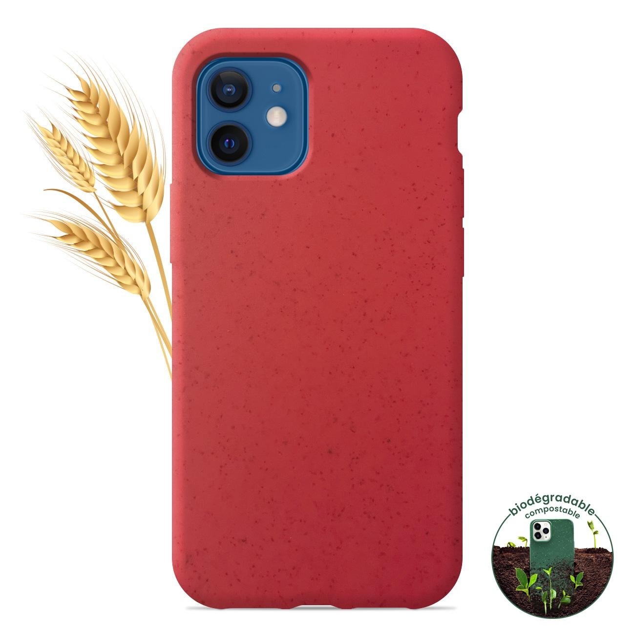 Coque silicone unie Biodégradable Rouge compatible Apple iPhone 12 iPhone 12 Pro