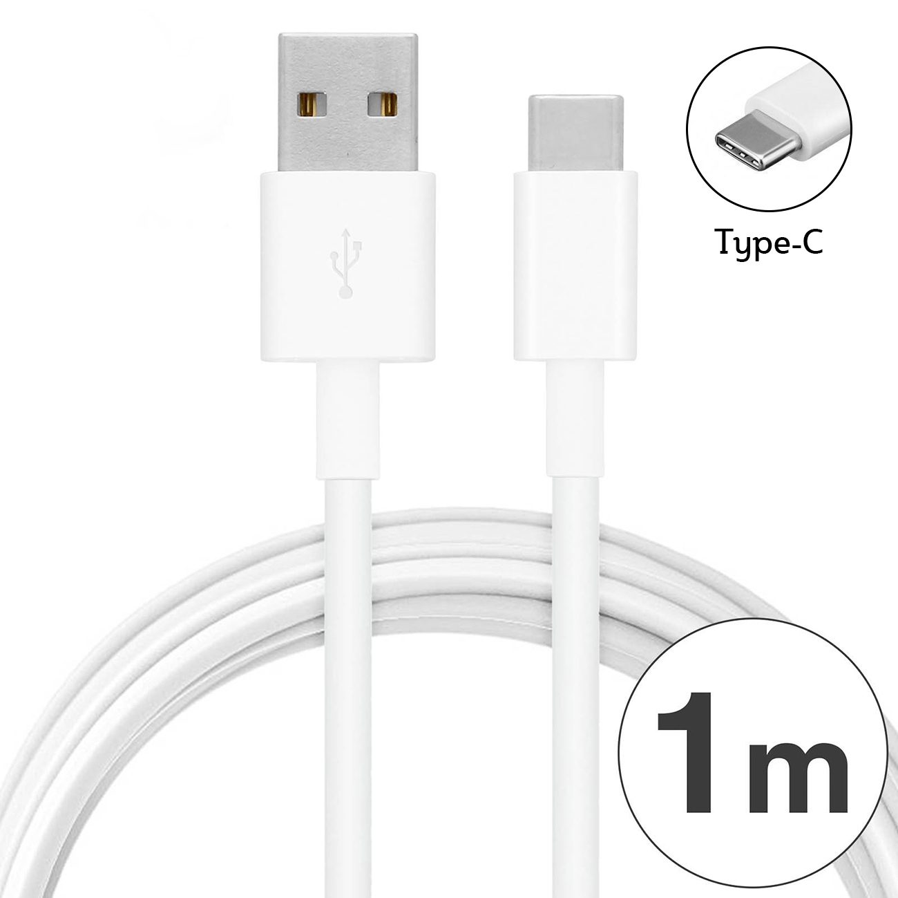 Câble Micro USB Type-C - Blanc