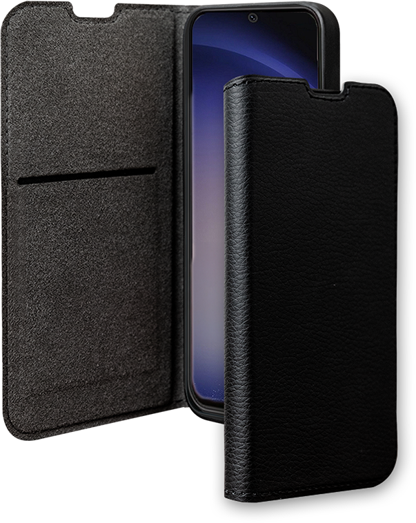 Etui Folio Wallet Samsung G S24 Support vidéo Noir - 65% Plastique recyclé Certifié GRS Bigben