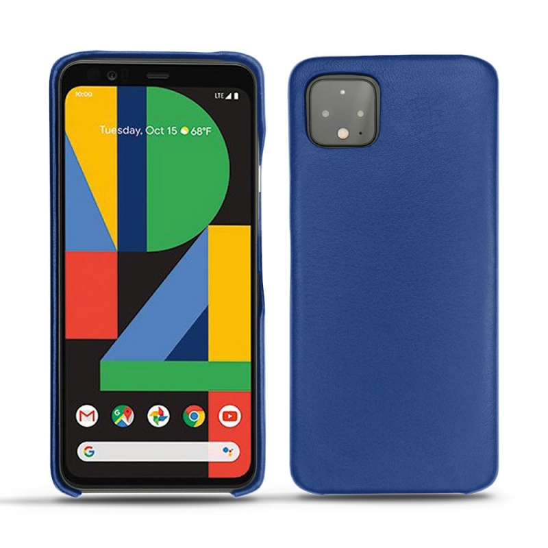 Coque cuir Google Pixel 4 XL - Coque arrière - Bleu - Cuir lisse