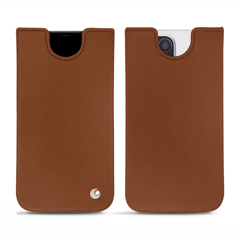 Pochette cuir Apple iPhone 13 Pro Max - Pochette - Marron - Cuir lisse