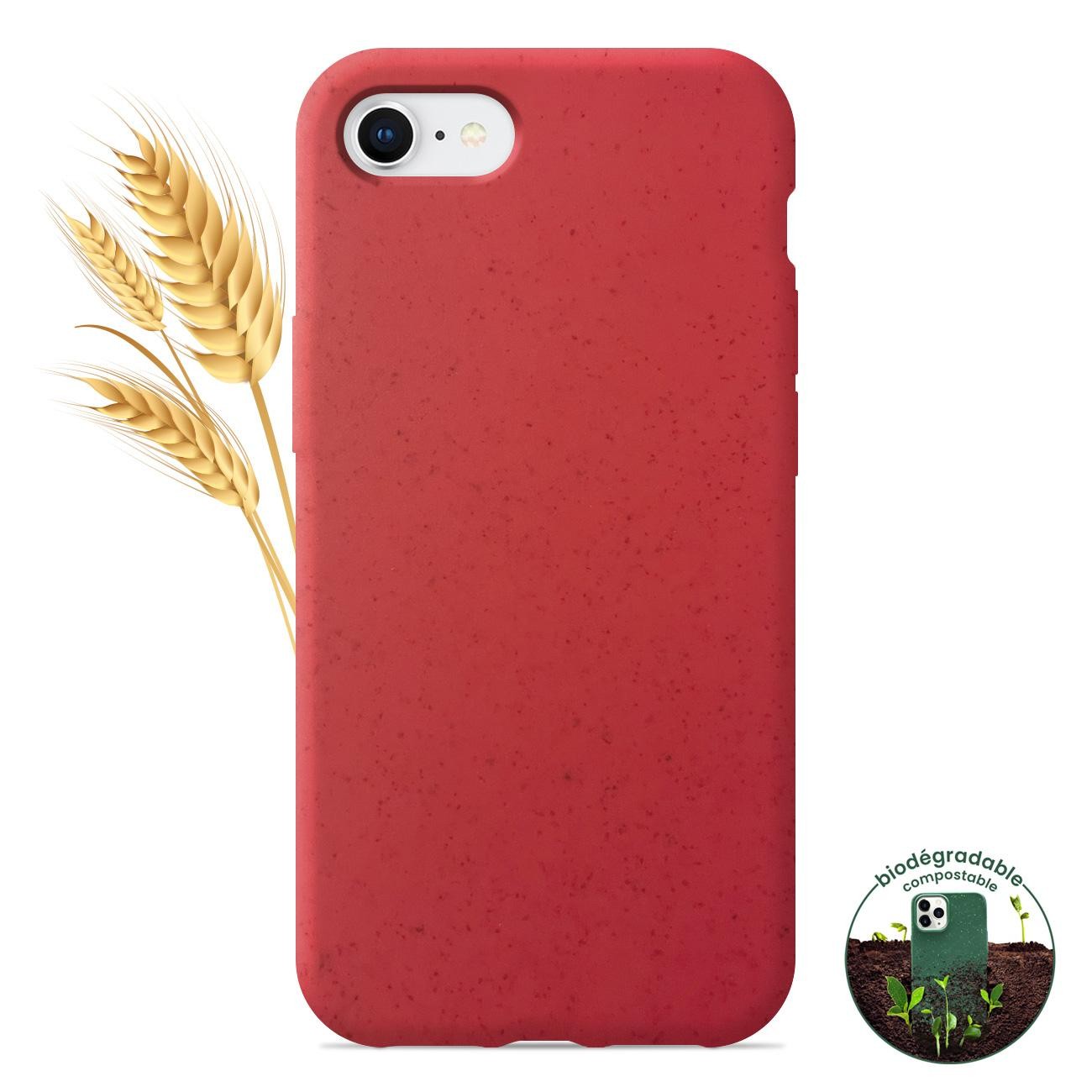 Coque silicone unie compatible Biodégradable Rouge Apple iPhone SE 2020