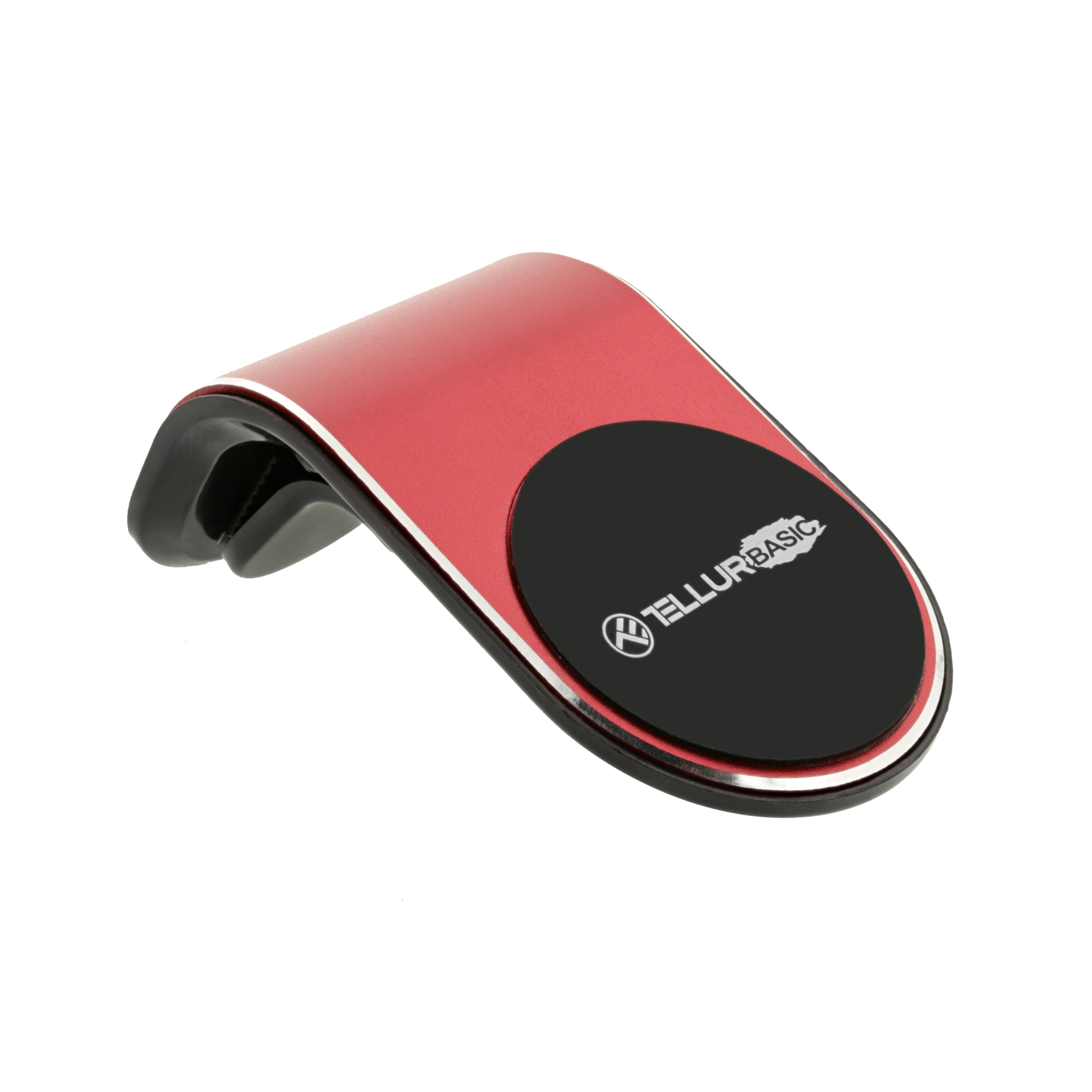 Tellur Basic Support de téléphone de voiture magnétique MCM7, support de grille d'aération, rouge