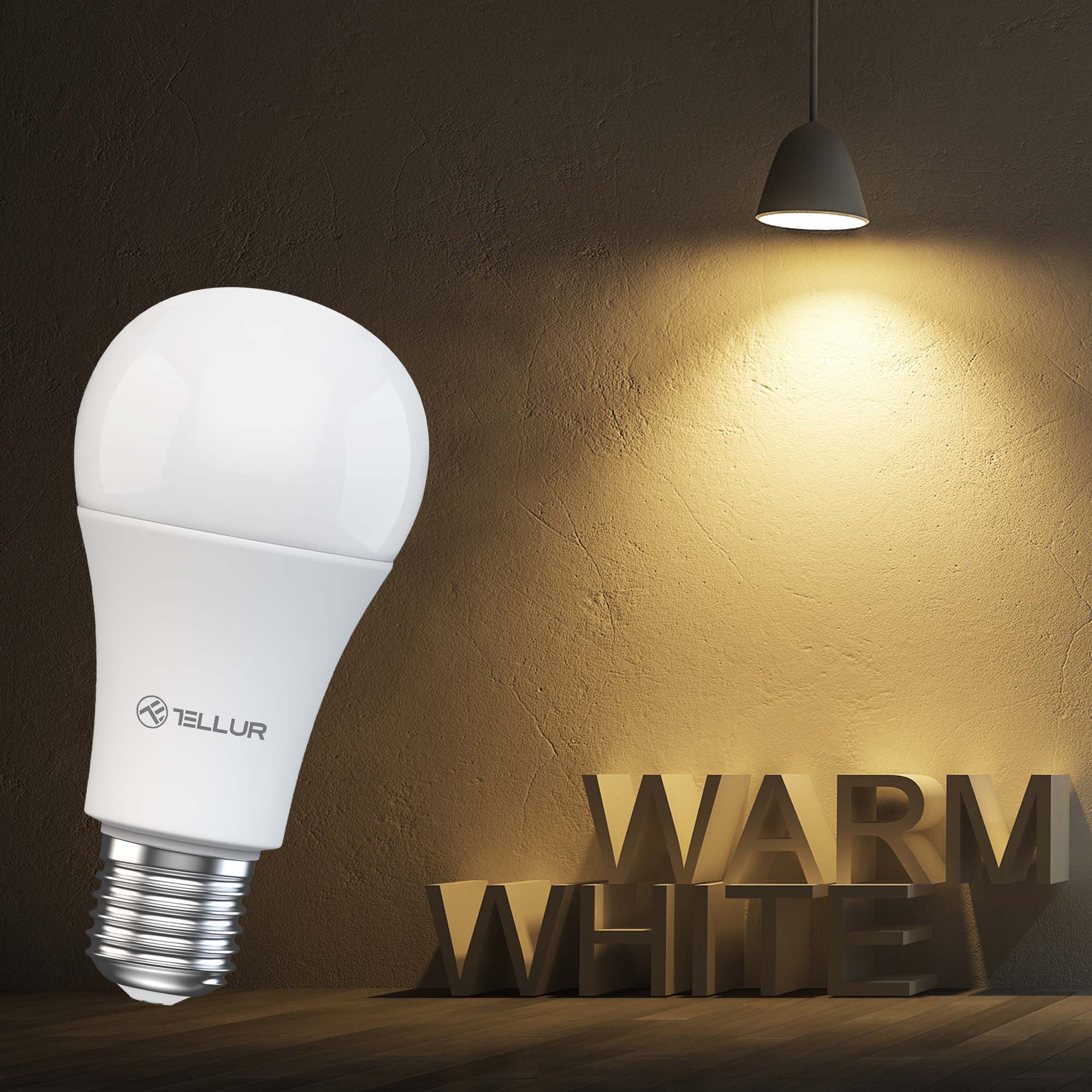 Tellur WiFi Smart Bulb E27, 9W, blanc/chaud, variateur