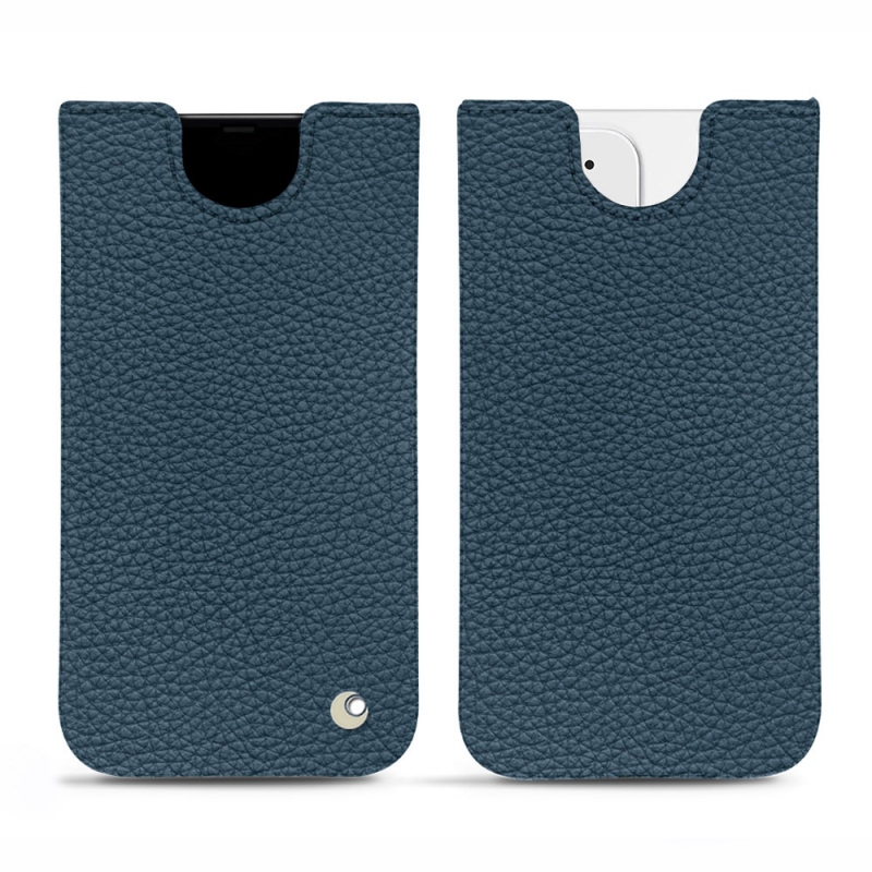 Pochette cuir Apple iPhone 12 - Pochette - Bleu - Cuir grainé