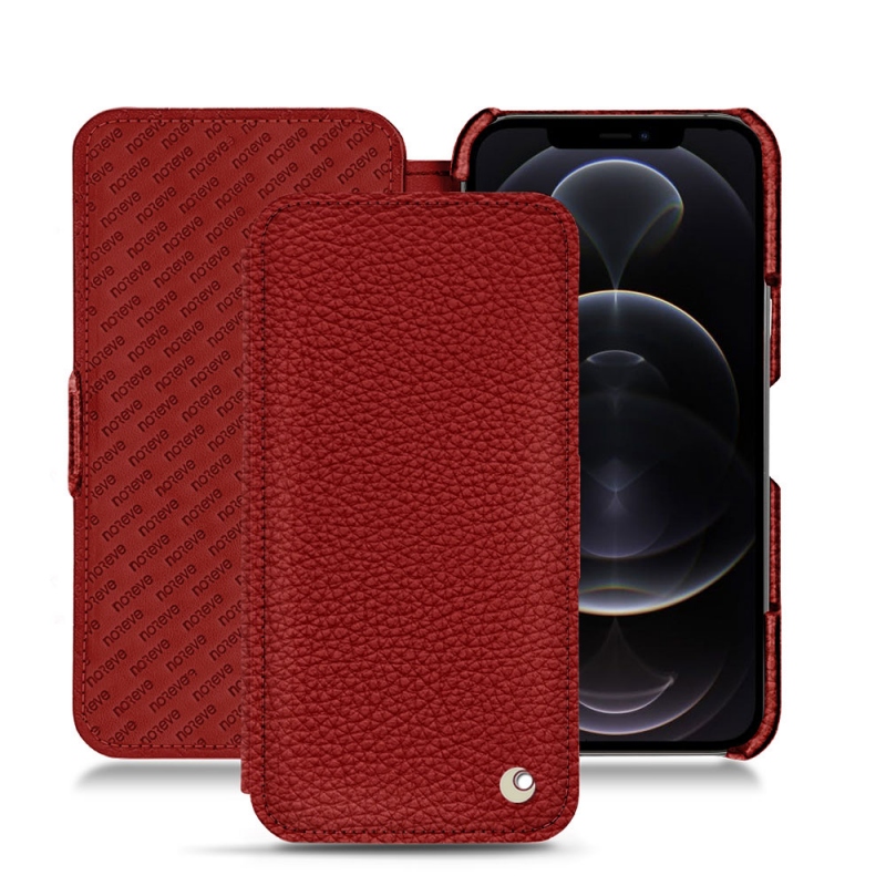 Housse cuir Apple iPhone 12 Pro Max - Rabat horizontal - Rouge - Cuir grainé