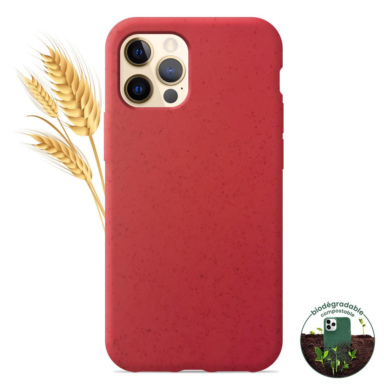Coque silicone unie compatible Biodégradable Rouge Apple iPhone 12 Pro