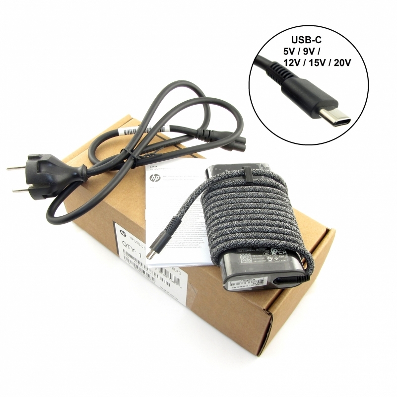 65W original USB-C charger (power supply) Slim 671R3AA#ABB M52944-001 TPN-LA22 M54350-001, USB-C plug