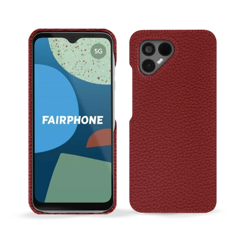 Coque cuir Fairphone 4 - Coque arrière - Rouge - Cuir grainé