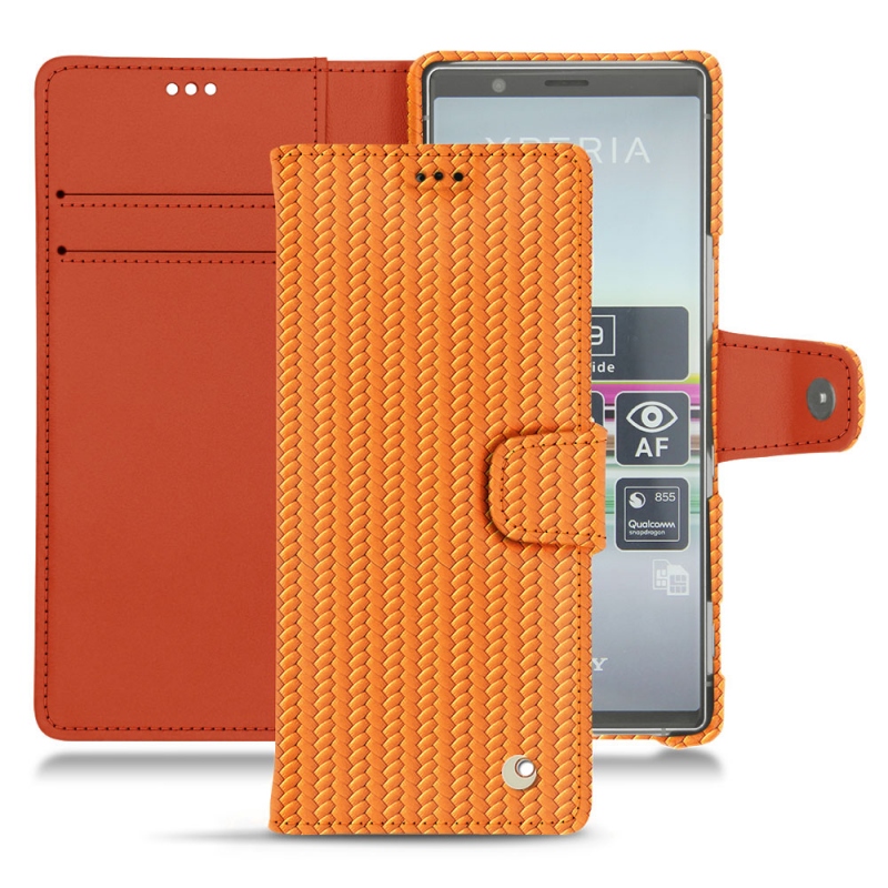 Housse cuir Sony Xperia 5 - Rabat portefeuille - Orange - Cuirs spéciaux