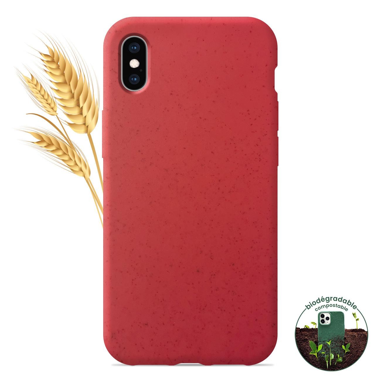 Coque silicone unie Biodégradable Rouge compatible Apple iPhone X iPhone XS