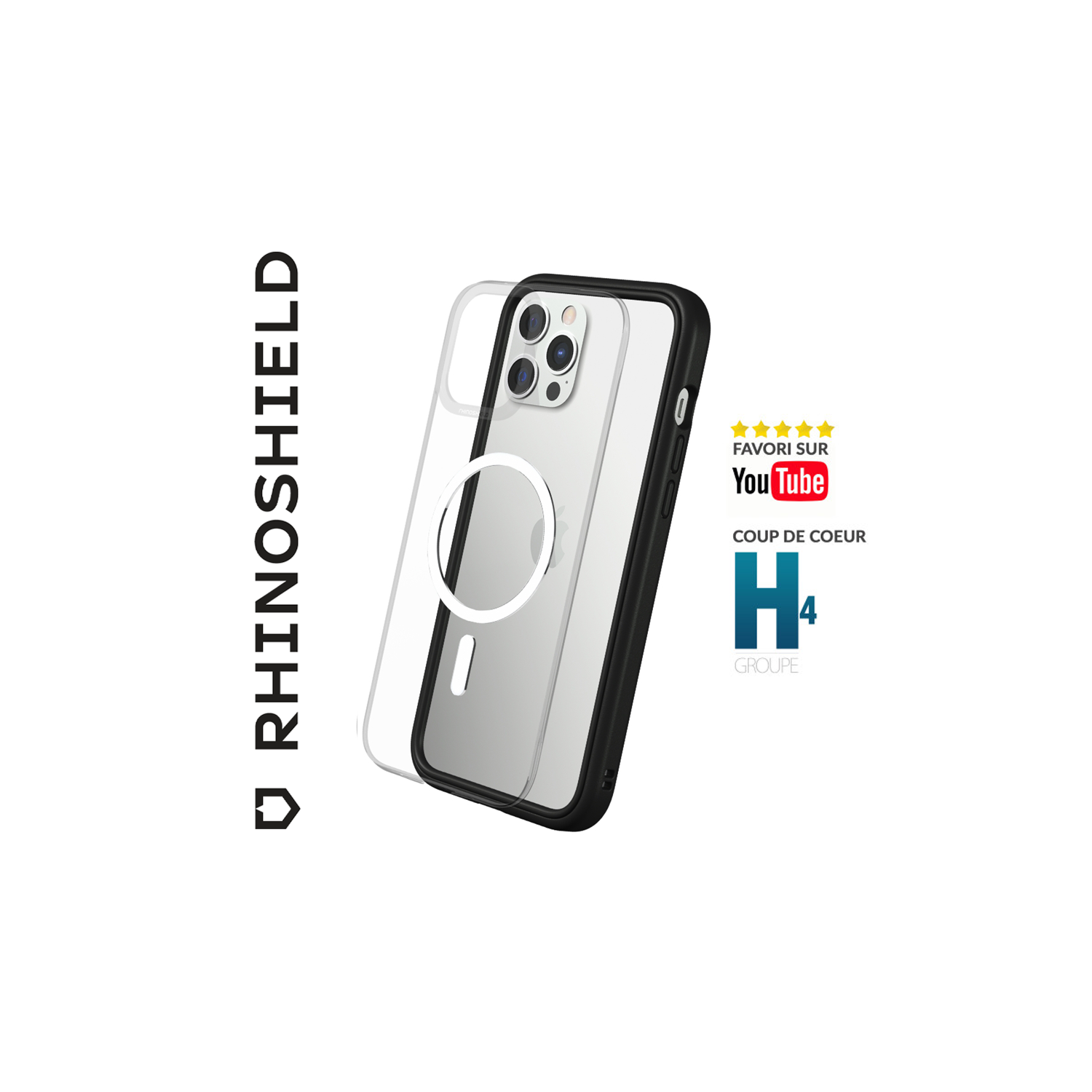 RhinoShield Coque modulaire Mod NX Compatible avec MagSafe pour [iPhone 15]   Force magnétique supérieure, Personnalisable. Absorbe Les impacts des Chutes de 3,5 mètres - Noir