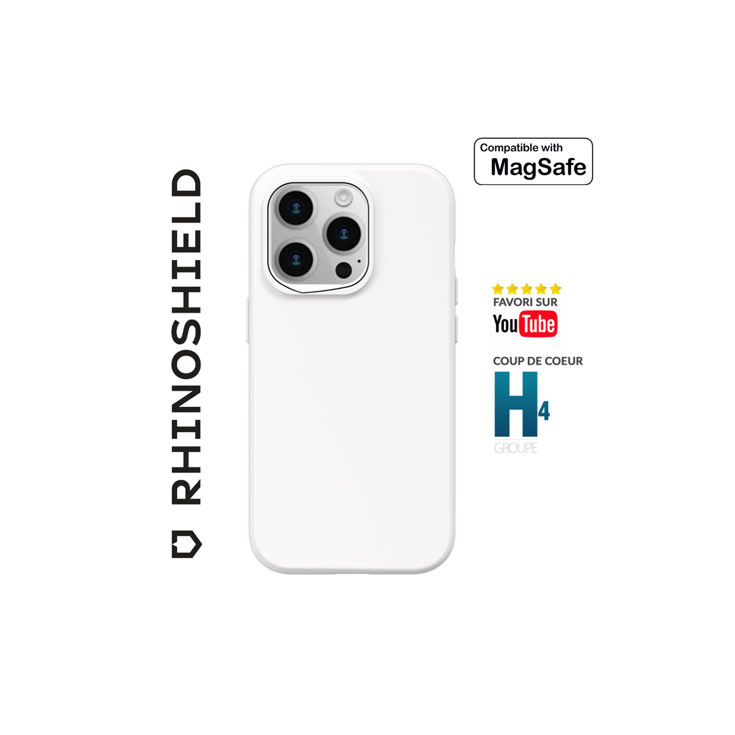 RhinoShield Coque Compatible avec [iPhone 15 Pro]   SolidSuit Compatible avec Magsafe - Coque Fine avec Technologie d'absorption des Chocs et Finition Premium Mate - Blanc