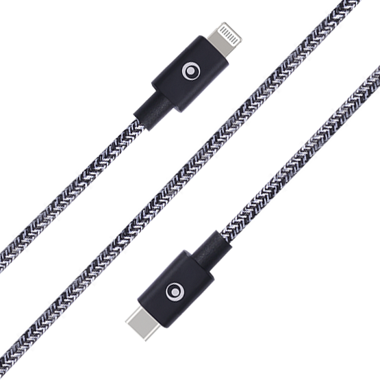 Câble Tissé USB C/Lightning 2m Noir Bigben