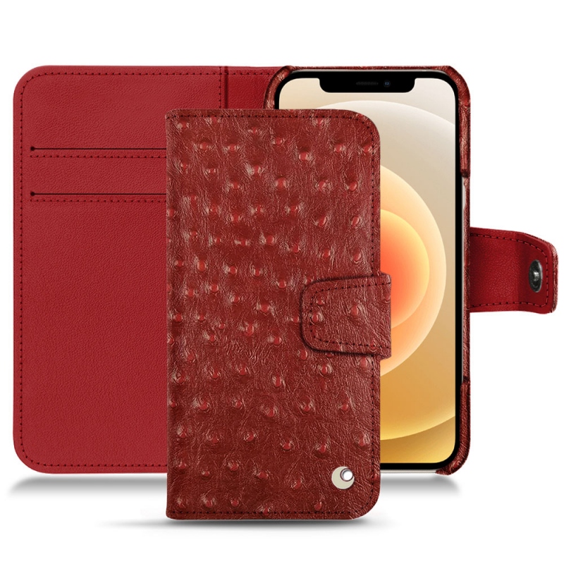 Housse cuir Apple iPhone 12 - Rabat portefeuille - Rouge - Cuirs spéciaux