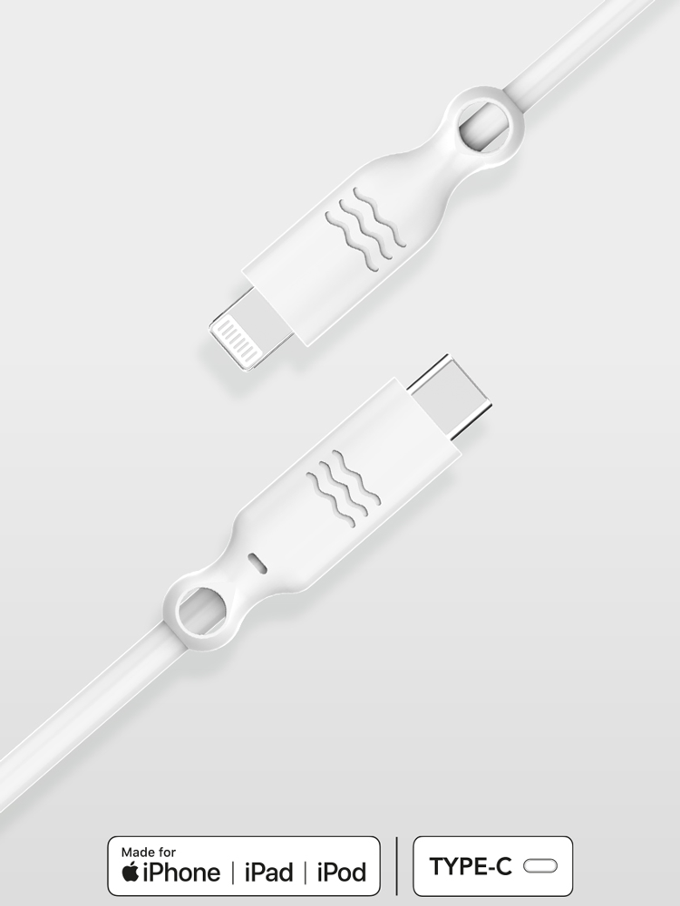 Câble Recyclable USB C/Lightning 1,2m Blanc Just Green