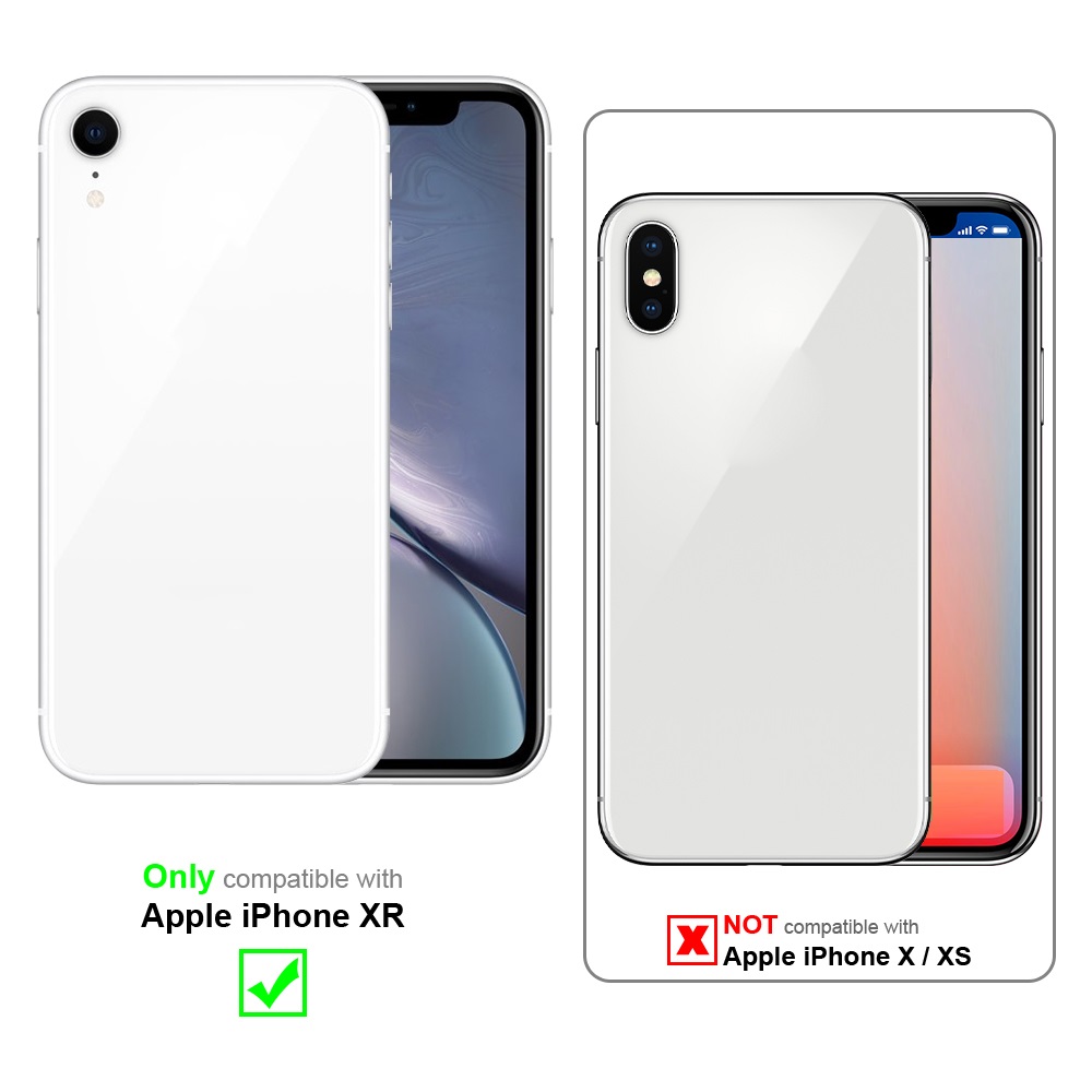 Coque pour Apple iPhone XR en ROSE - BLEU Housse de protection Étui bicolore en silicone TPU et dos en verre trempé