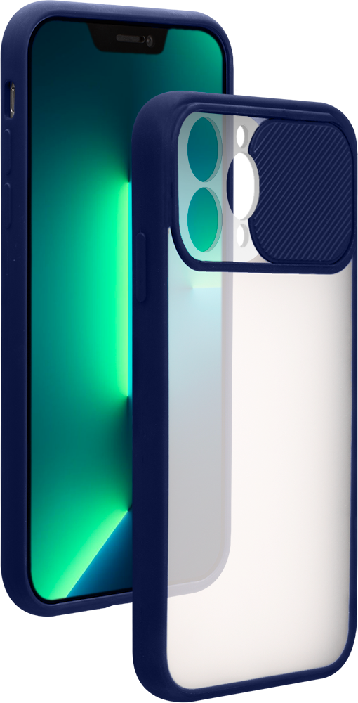 Coque Slide Contour Bleu avec cache coulissant pour caméra pour iPhone 13 Pro Bigben